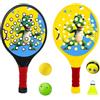 Generico Racchette Dinosauro - Set portatile leggero con 4 palline, robusto, impugnatura comoda, design vibrante, facile da trasportare | Attrezzatura da gioco ideale per bambini all'aperto p