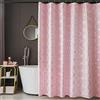 FINECITY Pink Shower Curtain 72 Inch Length - Metallic Silver Foil Geometric Moroccan Tile Printed on Soft Sanded Fabric, Grommet Shower Curtain Set with 12 Hooks, 72 x 72 Inch, Pink and Silver