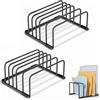 Dexpally 2 Pezzi Porta Taglieri Da Cucina in Metallo, Supporto per Taglier con 5 Scomparti per Coperchi Pentole, Spatole, vassoi,Piatti, Teglie (Nero)
