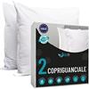 Dreamzie - Copricuscino Letto 40x60 cm - Antiacaro & Anallergico - Set di 2 | Federe per Cuscini da Letto con Cerniera Impermeabili · In Cotone · Oeko-Tex · Anti-Cimici · Morbide e Confortevoli · Bianche
