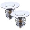 BESTonZON Tappo di Scarico Funzione Salva Chioma 2 Pezzi per Lavabo in Rame Accessorio Pressione Design Argento Manutenzione Facile per Bagno per Vasca