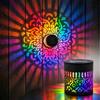 Lscsdf Lampada solare da parete con proiezione di mandala a sette colori che cambiano, luci solari mandala, luci da recinto in metallo impermeabili per patio, giardino, palo, cortile