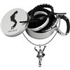 cremtivewmo Set di 5 gioielli vintage Music Star, collana M.J e braccialetto firmato | Braccialetto in acciaio al titanio nero, braccialetto intrecciato a mano, braccialetto in silicone bianco e nero