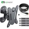 Satchef GmbH conecto CC50266 Supporto a parete per televisori da 33-69 cm (13-27 pollici), inclinazione: -12° a 3°, orientabile: -25° a 25°, distanza dalla parete: 75 mm, carico massimo: 25,0 kg, VESA 100x100, nero, incl. cavo HDMI e fascetta in velcro …