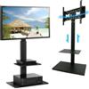WISFOR Supporto TV Supporto TV 32-65" regolabile in altezza e girevole con 2 ripiani e cavo HDMI, VESA 600×400 mm