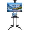FCH Supporto TV a pavimento Supporto TV con rotelle per TV da 32-70 pollici con peso massimo di 60 kg, VESA 400 x 600, regolabile verso l'alto e verso il basso di 15°