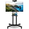 COSTWAY Supporto TV per TV LCD/LED da 32-70 pollici fino a 50 kg, supporto TV con vassoio, regolabile in altezza e arrotolabile, max. VESA 600x400 mm, nero