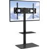 VEVOR supporto per TV, supporto girevole per TV da 32 a 65 pollici, supporto portatile da pavimento regolabile in altezza con base in vetro temperato per camera da letto, soggiorno nero