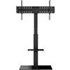SucceBuy Supporto da pavimento orientabile per televisori (32-85 pollici), supporto TV portatile regolabile in altezza con base in vetro stabile, ideale per camere da letto e soggiorni, nero
