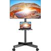 OEM Supporto TV mobile per televisori LED/curvi da 23 a 60 pollici con piano d'appoggio - Regolabile in altezza, dotato di rotelle, fino a 40 kg