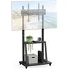 StarTech Carrello TV mobile - Supporto TV su ruote - Per televisori da 102 a 178 cm - Regolabile in altezza - Con rotelle bloccabili - Nero