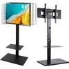 FATIVO Supporto TV Universale da Pavimento 32-65 Pollici - Supporto TV Regolabile in Altezza con 2 Ripiani in Metallo, VESA 600×400, Portata 30 kg