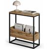 Shally Dogan Tavolino Laterale Divano con 2 Ripiani Tavolo Multiuso Nero e Rovere 60x22x62cm