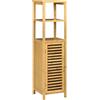 kleankin Armadietto Bagno in Bambù, Mobile Bagno con 2 Ripiani Aperti, Armadietto a 2 Livelli e Porta a Feritoia, 32.9x29.9x120 cm