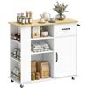 HOMCOM Carrello Cucina con 5 Ruote, Ante Soft-Close, 96.5x38x87 cm, Bianco