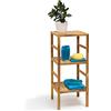 Relaxdays Scaffalle a Colonna in Legno, 3 Ripiani HLP 85 x 35,5 x 35,5, Mobile Universale per Bagno e Salotto, Naturale
