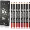 Katiluxiya 12 Colours Matte Lipstick Lip Liner Pencil Set, Slim Waterproof Pink Lip Linerr, High Pigmented Creamy Nude Lip Liners, Rich Moisture & Professional Shaping Lip Liner Set (01)