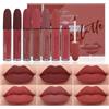 Katiluxiya 6Pcs Liquid Matte Lipstick Set, Long-Lasting Wear Non-Stick Cup Not Fade Waterproof Lip Gloss, Matte Nude Liquid Lipsticks Makeup Gift Kit for Women & Girls, 24 Hour＆Nude Lipstick (01)