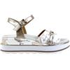 Alviero Martini 1A Classe Alviero Martini Prima Classe Sandalo Platform Donna, Beige/Oro Rosa, Stampa Cartografica, Cinturino alla Caviglia, Modello 2466 0371 (36)