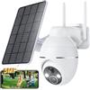 YESKAMOU 3K Telecamera Wi-Fi Esterno Senza Fili a Batteria, 360° PTZ Videocamera Sorveglianza con Pannello Solare, 2.4GHZ&Bluetooth, Visione Notturna a Colori, Allarmi PIR, Rilevazione di Movimento