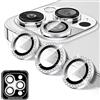 Kucheed Proteggi Obiettivo Fotocamera Diamond Compatibile con iPhone 15 Pro/15 Pro Max, Copriobiettivo per Fotocamera in Vetro Temperato Scintillante, 9H Adesivi per Pellicole con Anelli Metallici