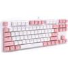 Goshyda Tastiera Meccanica, 87 Tasti USB cablati Luce Mista con Pulsanti multimediali, per Laptop Desktop(Bianco con Rosa)