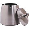 INONE Grande posacenere per sigarette con coperchio, in acciaio inox, inodore, antivento, per casa, ufficio, tavolo, patio, balcone (10,2 x 10,2 x 10,2 cm)