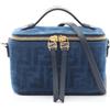 FENDI Borsa a tracolla FENDI Vanity FF Flock Denim 8BS108AVR6F1UJW tessuto pelle NUOVO