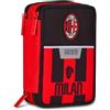 Seven Milan Astuccio Scuola 3 Zip, Nero, Portapenne Triplo Scomparto Completo Di Penne, Matite, Colori, Accessori Zaino, Scuola Elementare, Bambino Calcio