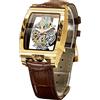 FORSINING Orologio da uomo di lusso a scheletro cavo retrò splendido ingranaggio intaglio design rettangolare Tonneau quadrante grande cinturino in pelle e cinturino in acciaio inossidabile orologio