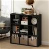 Furinno CUBICLE Mobile per Giradischi con Raccoglitore per Vinili, 9-Cube 1.2 Extra Spesso Raccoglitore per Dischi in Vinile, Scaffale Multimediale per CD DVD Dischi, Rovere Scuro Nero