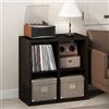 Furinno CUBICLE Mobile per Giradischi con Raccoglitore per Vinili, 4-Cube 1.2 Extra Spesso Raccoglitore per Dischi in Vinile, Scaffale Multimediale per CD DVD Dischi, Rovere Scuro Nero