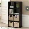 Furinno CUBICLE Mobile per Giradischi con Raccoglitore per Vinili, 8-Cube 1.2 Extra Spesso Raccoglitore per Dischi in Vinile, Scaffale Multimediale per CD DVD Dischi, Rovere Scuro Nero