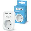 Garza - Adattatore spina 3 in 1 con 1 presa Schuko + 1 USB-A QC3.0 + 1 USB-C PD20W, ricarica rapida 20W, protezione dei bambini, 3680W, portatile e sicuro - bianco