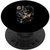 Wolf Wildlife Forest Mountains Outdoor G Lupo amante luna foresta alberi fauna selvatica natura grafica all'aperto PopSockets PopGrip Adesivo