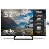 Cello CTRAV-32TZF Smart TV LED 32 12V con lettore DVD, Tizen OS di Samsung, Gaming Hub, altoparlanti Pitch Perfect, Bluetooth, triplo sintonizzatore, ideale per camper e campeggio