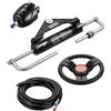 VEVOR Kit Sterzo Idraulico per Fuoribordo 150 CV Sistema di Sterzo Idraulico da Barche, Volante, Pompa del Timone, Cilindro Idraulico e 2 Tubi Flessibili per Imbarcazioni Monomotore a Stazione Singola