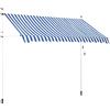 Yaheetech Tenda da Sole per Balcone Esterno Veranda a Bracci Estensibili con Manovella Regolabile Telo Avvolgibile Retrattile Resistente ai Raggi UV Telaio Telescopico 300 x 120 cm Blu e Bianco
