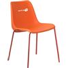 SIMPLETEK - Sedia Monoscocca Arancione telaio rosso opaco | Impilabile | Per Ufficio Casa Convegni e Sale Riunione (Ricondizionato)