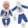 Xerteam Vestiti per bambola da 14-18 pollici, accessori per bambole per bambole da 35-45 cm, vestiti per bambole dolci con top animale, pantaloni stampati, bambola per cani di peluche, calzini, vestiti per