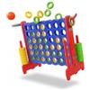 Relaxdays Forza 4 XXL, Outdoor, 3in1, Bambini & Adulti, HBT: 88x121x44 cm, Gioco Basket, Anelli, Blu/Rosso