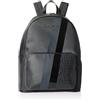 Armani Exchange Dylan, Essential, Two Stripes Metal Logo, Zaino Uomo, Nero/Canna di Fucile, Taglia Unica
