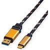 ROLINE USB 1m cavo USB USB A USB C Nero, Oro