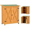 Outsunny Armadietto da Giardino con 2 Porte, Capanno degli Attrezzi in Legno, Resistente alle Intemperie, 110x55x117 cm, Giallo | Aosom Italy