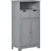 kleankin Mobile Armadietto da Bagno con 2 Cassetti e Vano, Anta e Ripiano Regolabile, 60x30x108.8 cm, Grigio | Aosom Italy
