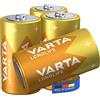 VARTA Longlife Batterie C Baby LR14 (pacco da 4) Batteria alcaline - Made in Germany - Ideali per telecomandi, radio, sveglie e orologi