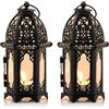 Nuptio 2 Pezzi Portacandele in Metallo Tealight Centrotavola di Piccole Dimensioni Centrotavola in Vetro Trasparente Lanterne Creative Decorazione Casa Tavolo da Sposa Decorazione Gabbia, Nero
