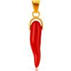 gioiellitaly Ciondolo Cornetto piccolo portafortuna in corallo rosso del Mediterraneo e argento 925 dorato ciondolo uomo donna unisex corallo vero
