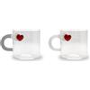WD LifeStyle Set 2 Tazzine Caffè Vetro Borosilicato 130 Ml Decoro Cuori