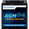 Electronicx Extreme Edition AGM Batteria 12V 16Ah 235A ▶ Batteria per moto, motocicletta, scooter - senza manutenzione resistente alle vibrazioni ermetica